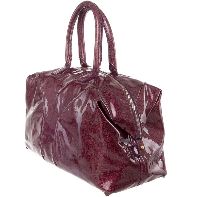 

Saint Laurent Purple Patent Leather Y Top Handle Bag