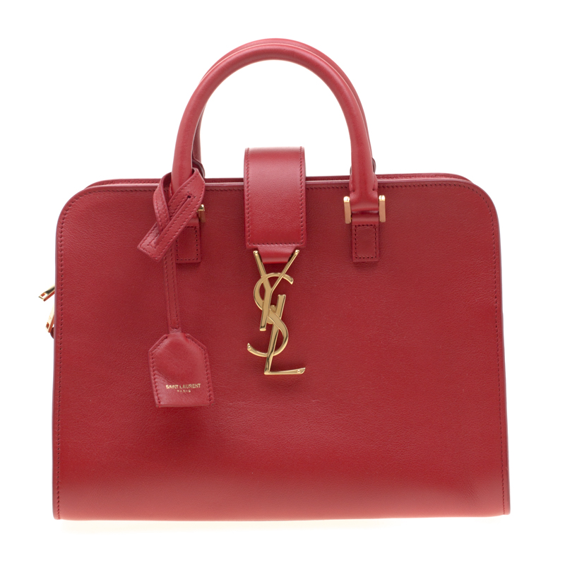 مملوكة مسبقًا Saint Laurent Paris Red Leather Cabas Monogram Tote