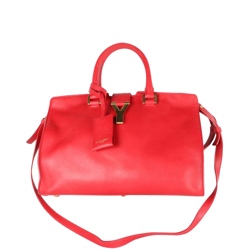 Pre-owned Saint Laurent Red Leather Y Small Caba Tote