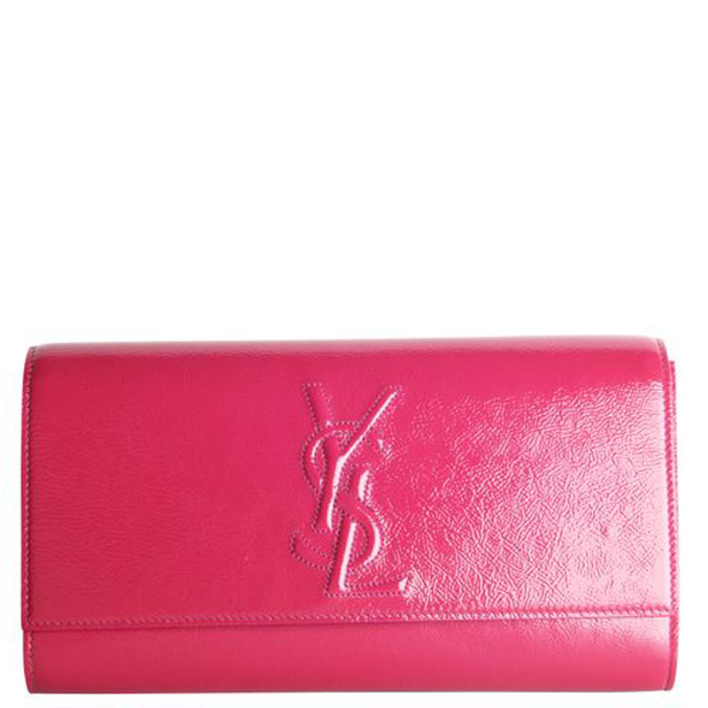 Pre-owned Saint Laurent Pink Patent Leather Belle De Jour Wallet