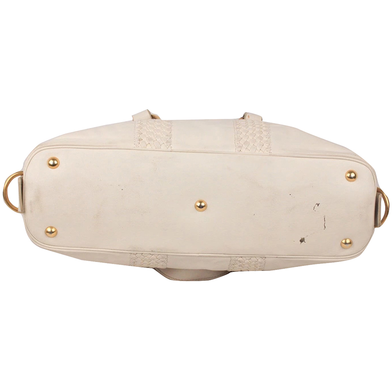 

Saint Laurent White Leather Muse Tote