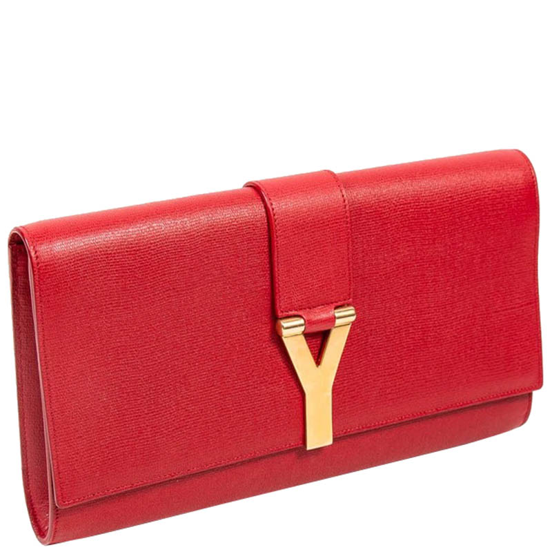 

Saint Laurent Red Leather Chyc Clutch