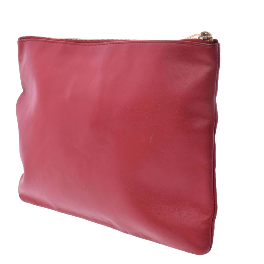 

Saint Laurent Red Leather Clutch Bag