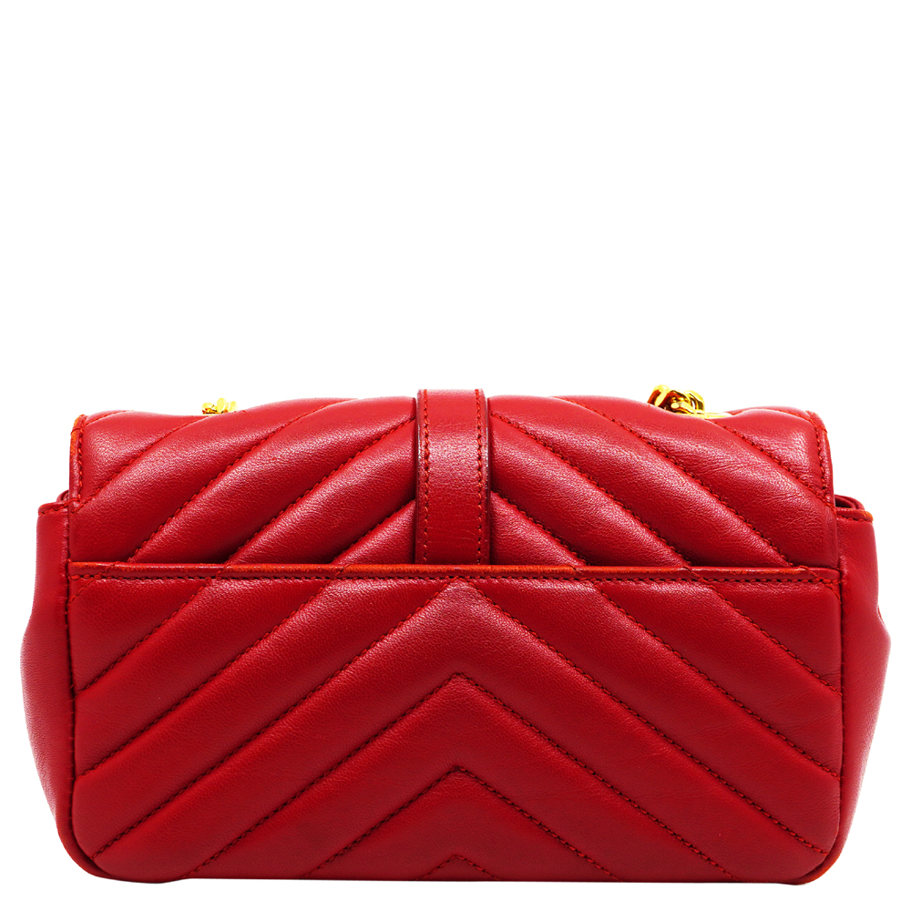 

Yves Saint Laurent Red Leather Matelasse Monogram Classic Baby Bag
