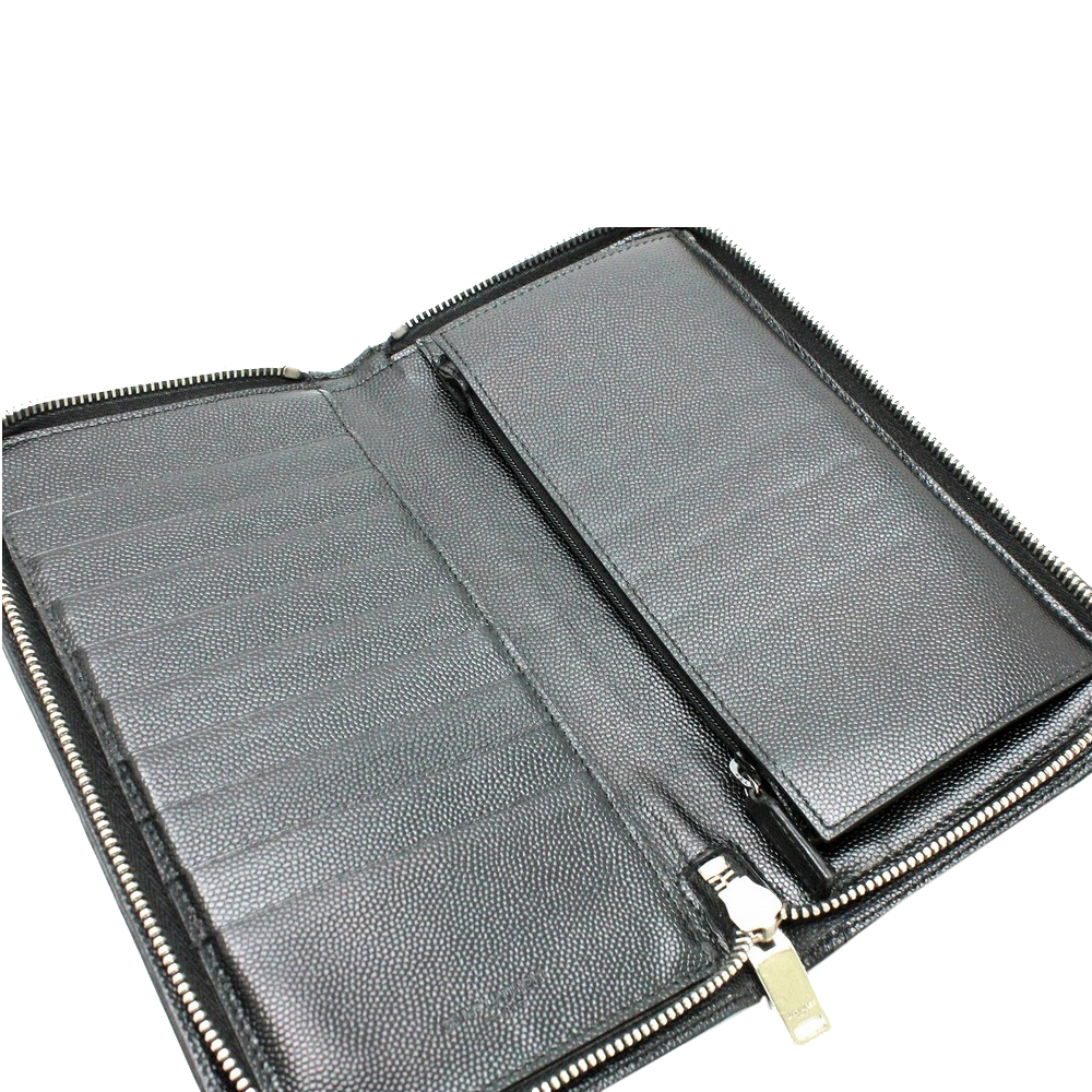 

Yves Saint Laurent Black Leather Paris Round Zipper Wallet