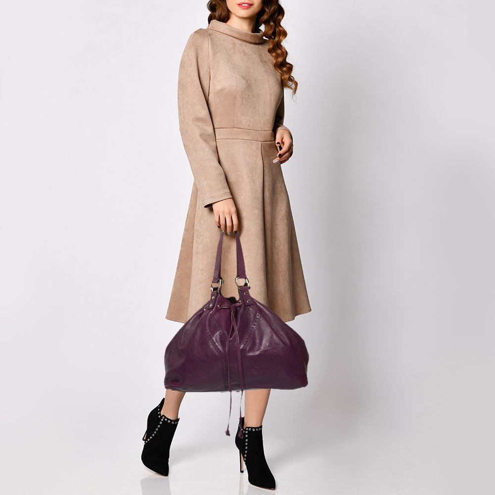 

Yves Saint Laurent Purple/Bronze Leather Neo Reversible Shopper Tote