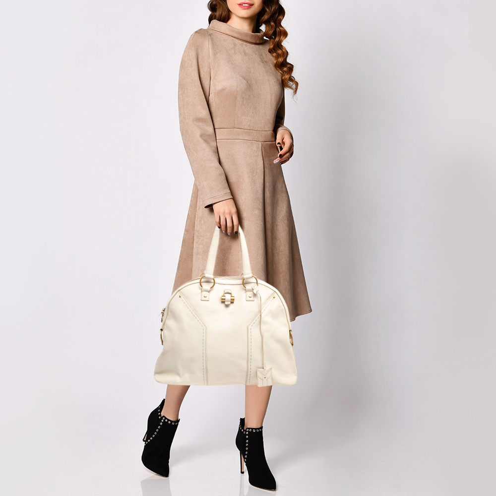 

Yves Saint Laurent Cream Leather Large Muse Bag