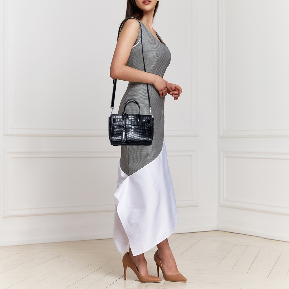

Saint Laurent Black Croc Embossed Leather Nano Classic Sac De Jour Tote