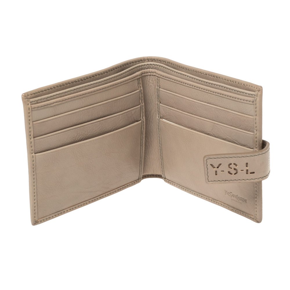 

Yves Saint Laurent Silver/Beige Leather Bifold Wallet