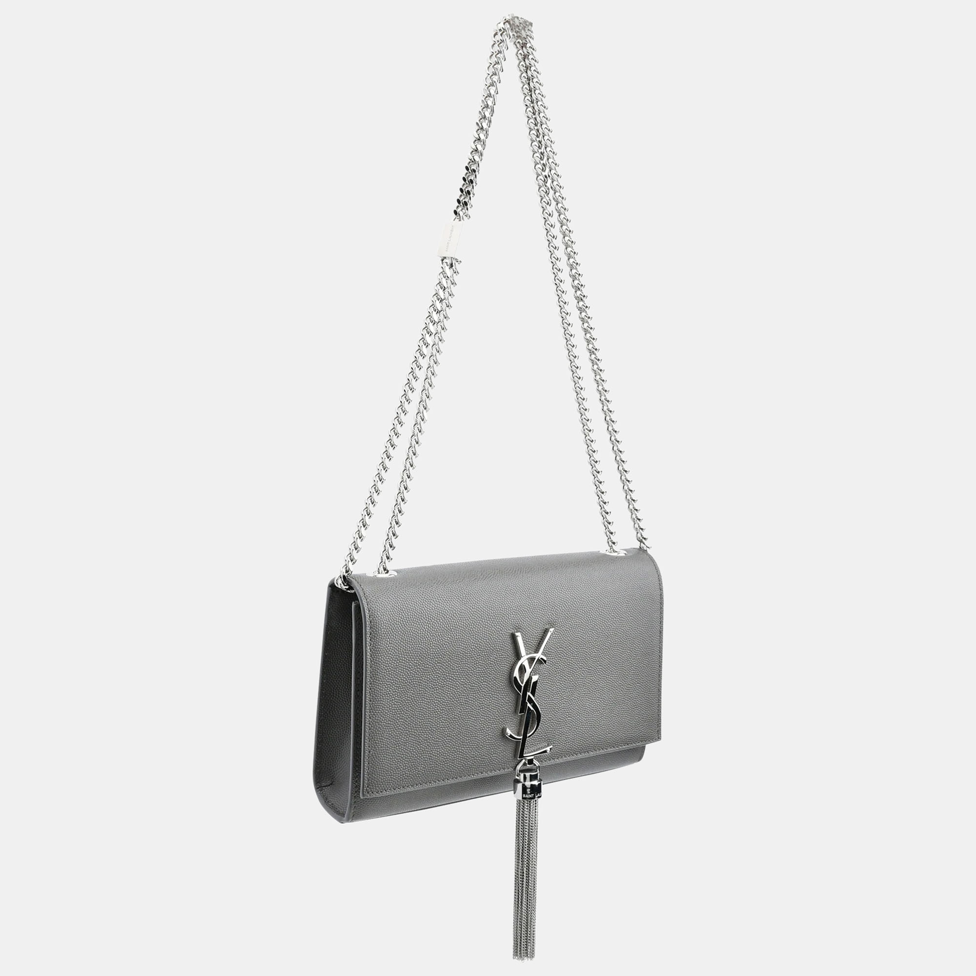 

Yves Saint Laurent Silver Leather Kate Tassel Bag