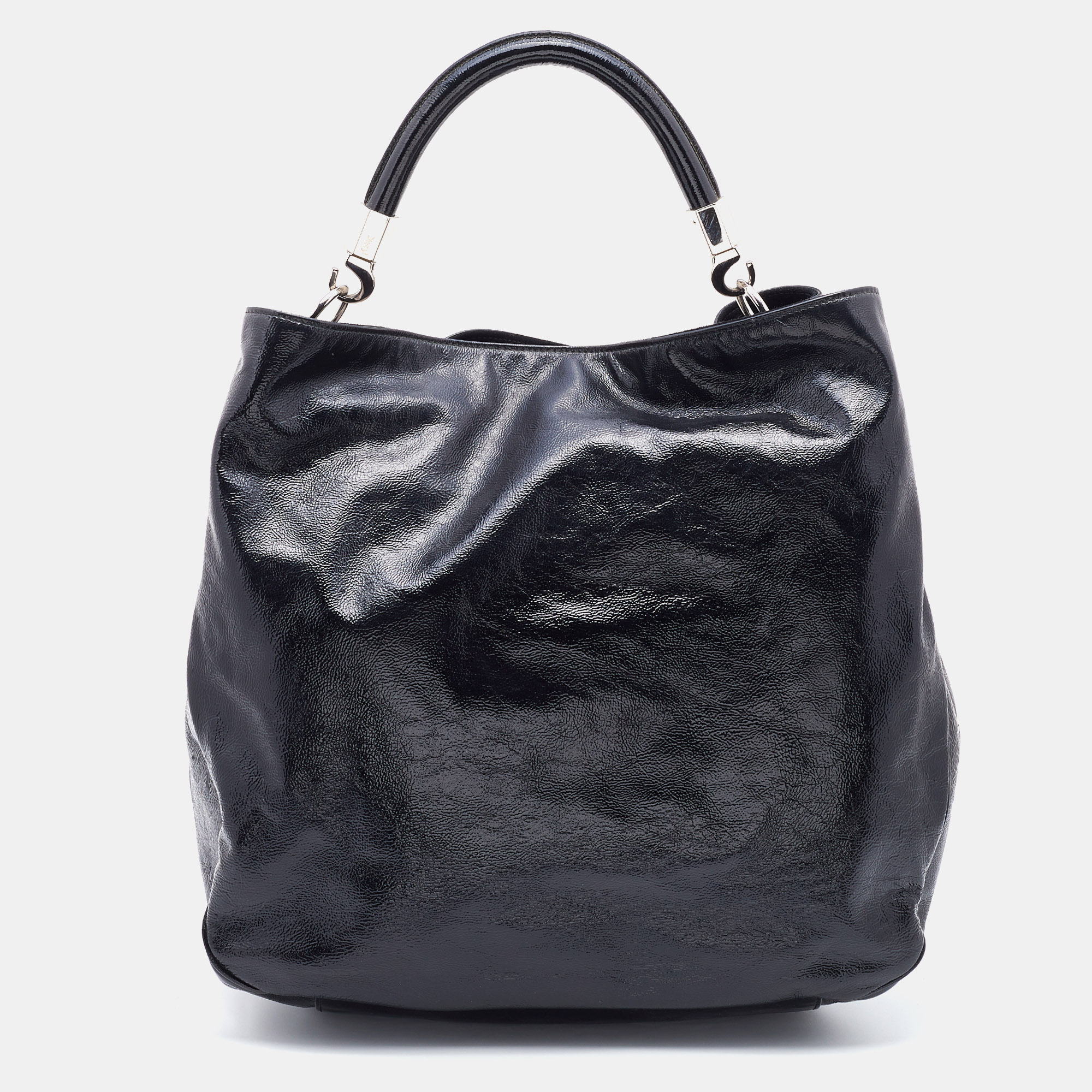 مملوكة مسبقًا Yves Saint Laurent Black Patent Leather Roady Hobo