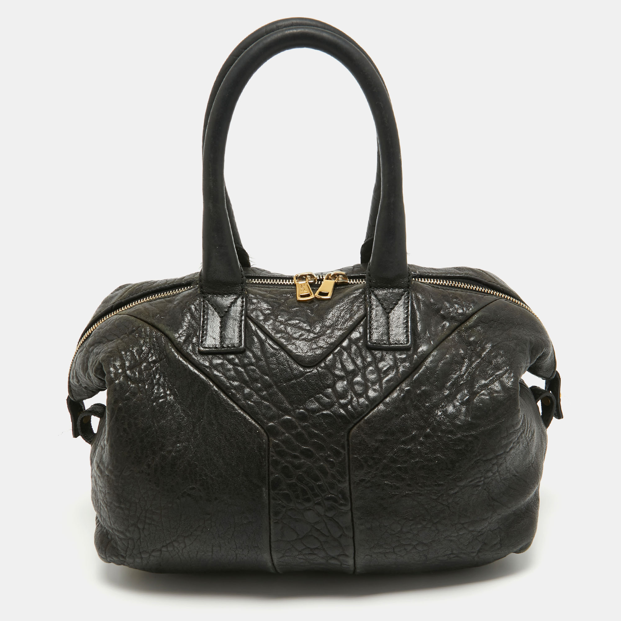 Pre-owned Saint Laurent Black Leather Easy Y Boston Bag