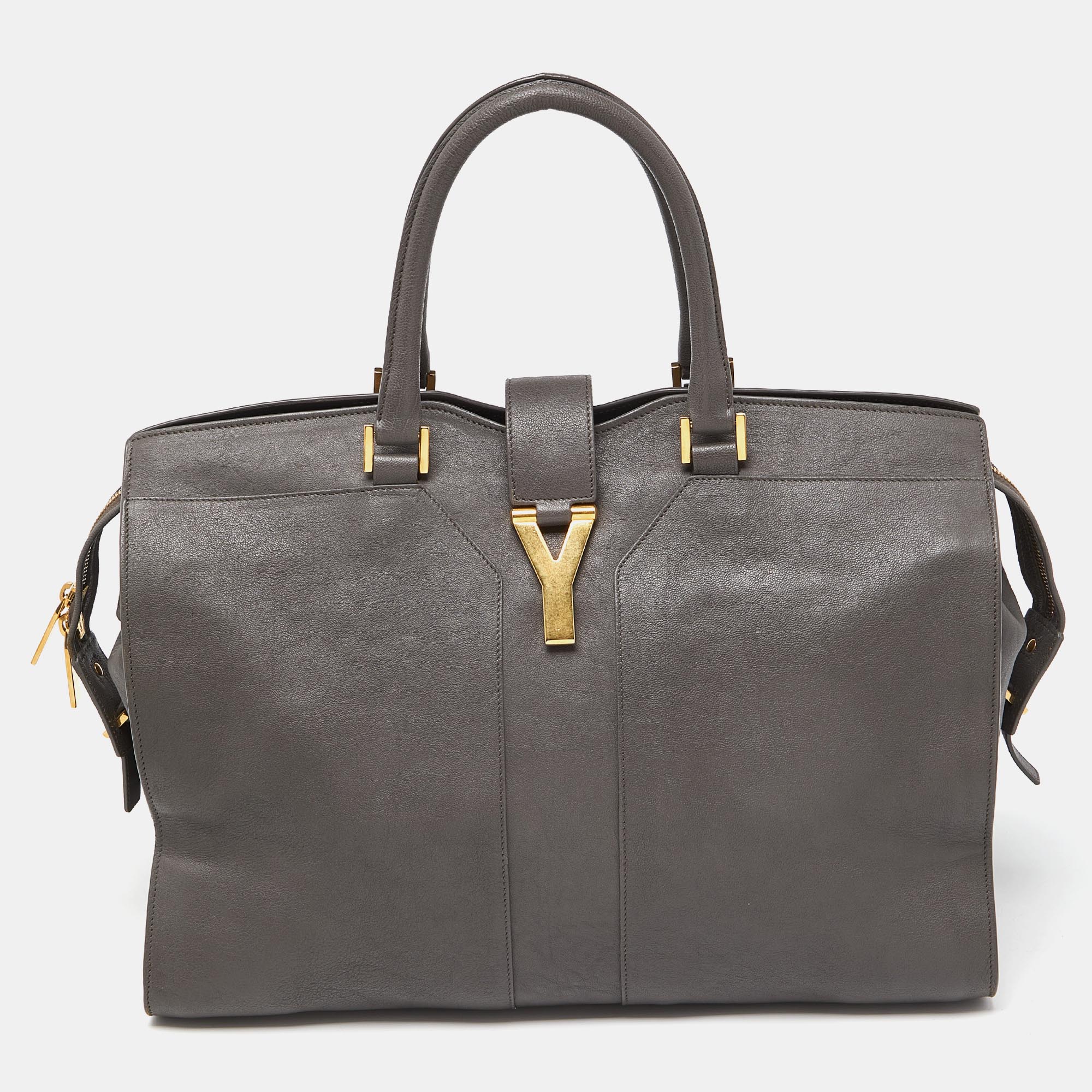 

Yves Saint Laurent Grey Leather Large Cabas Chyc Tote