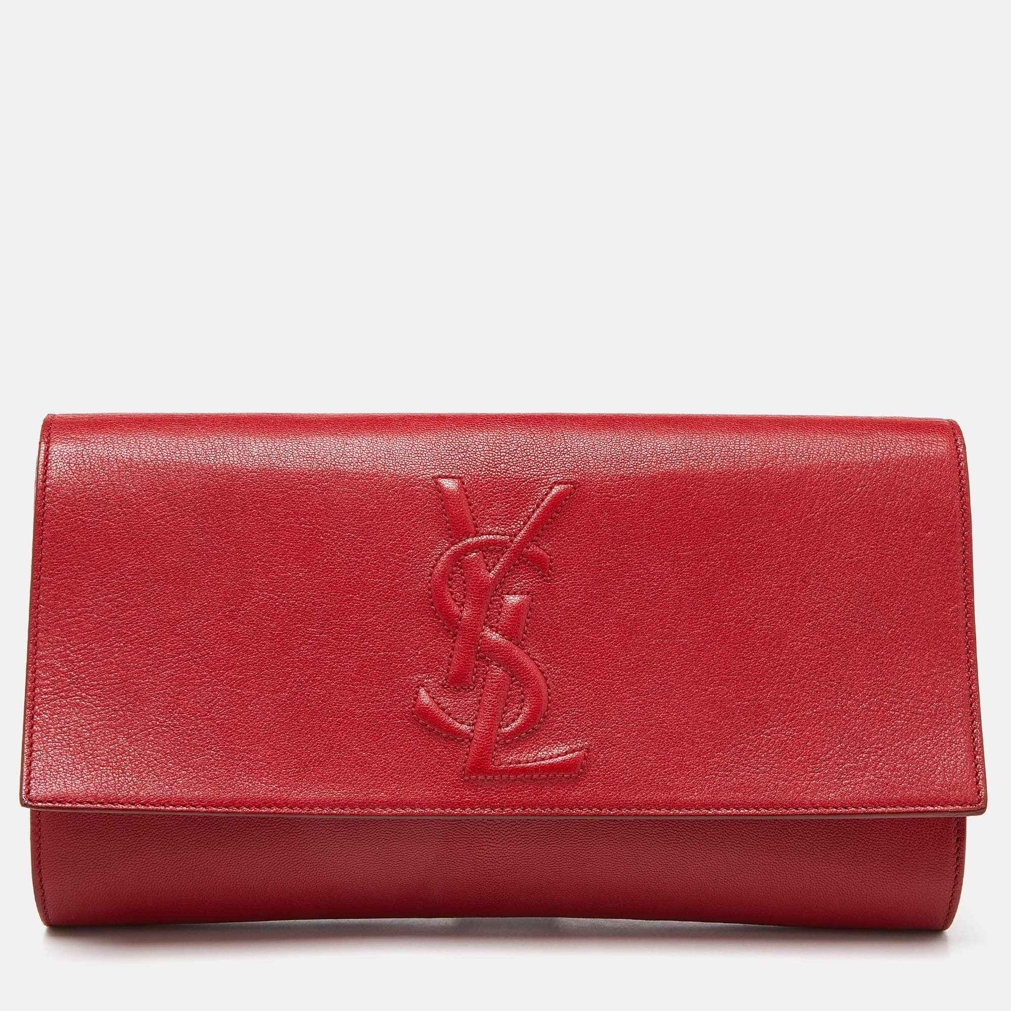 

Yves Saint Laurent Red Leather Belle De Jour Flap Clutch