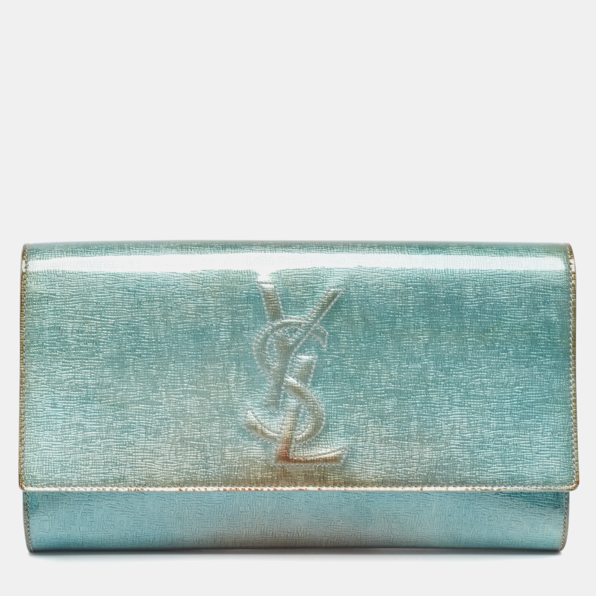

Yves Saint Laurent Blue Patent Leather Belle De Jour Flap Clutch