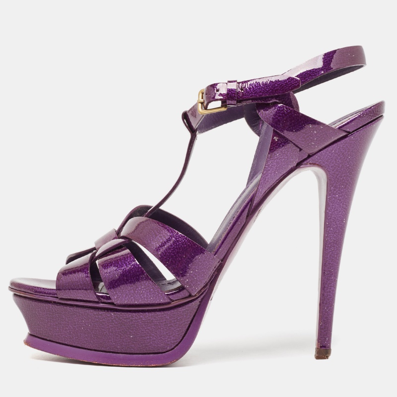 

Yves Saint Laurent Purple Patent Leather Tribute Sandals Size