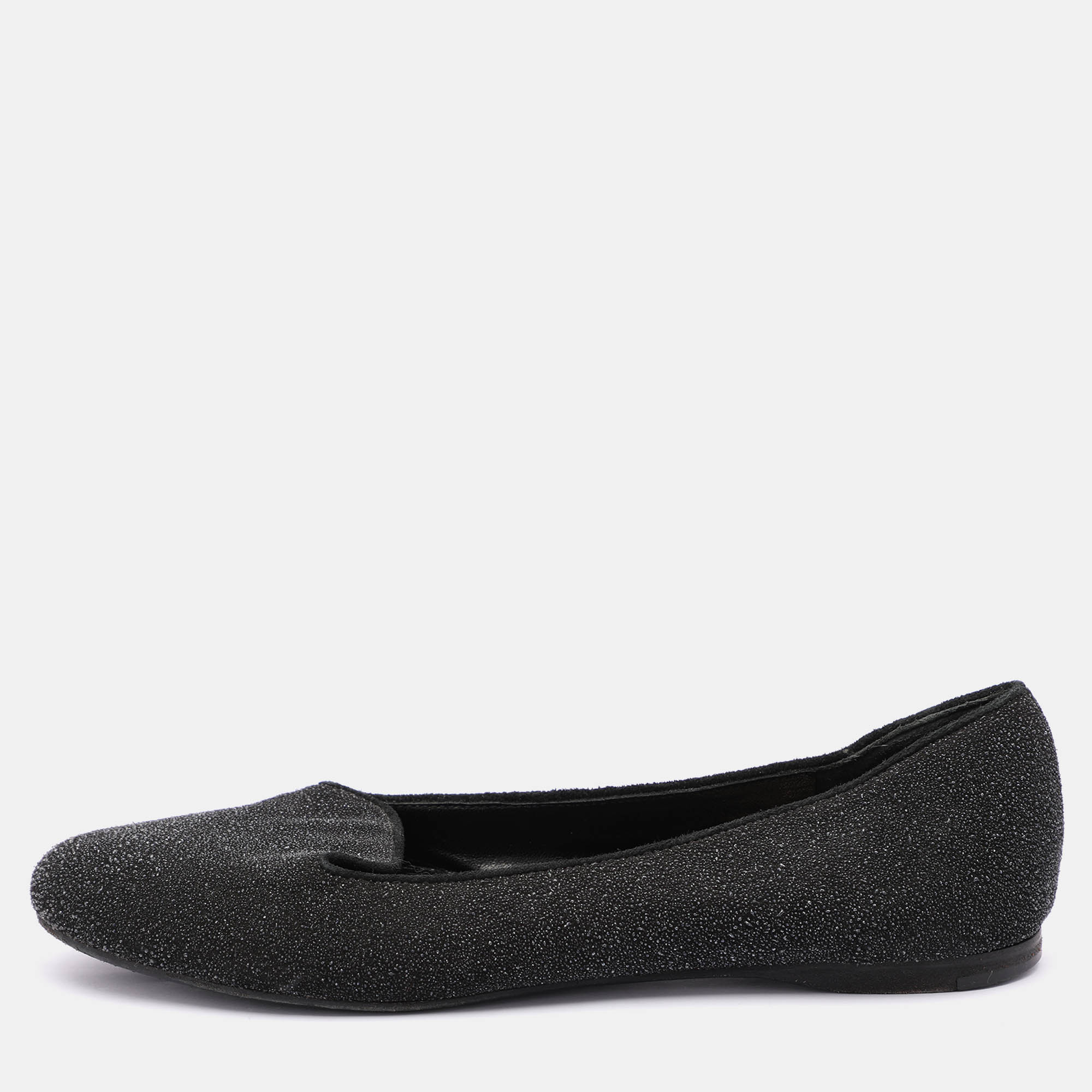 

Yves Saint Laurent Black Glitter Smoking Slippers Size