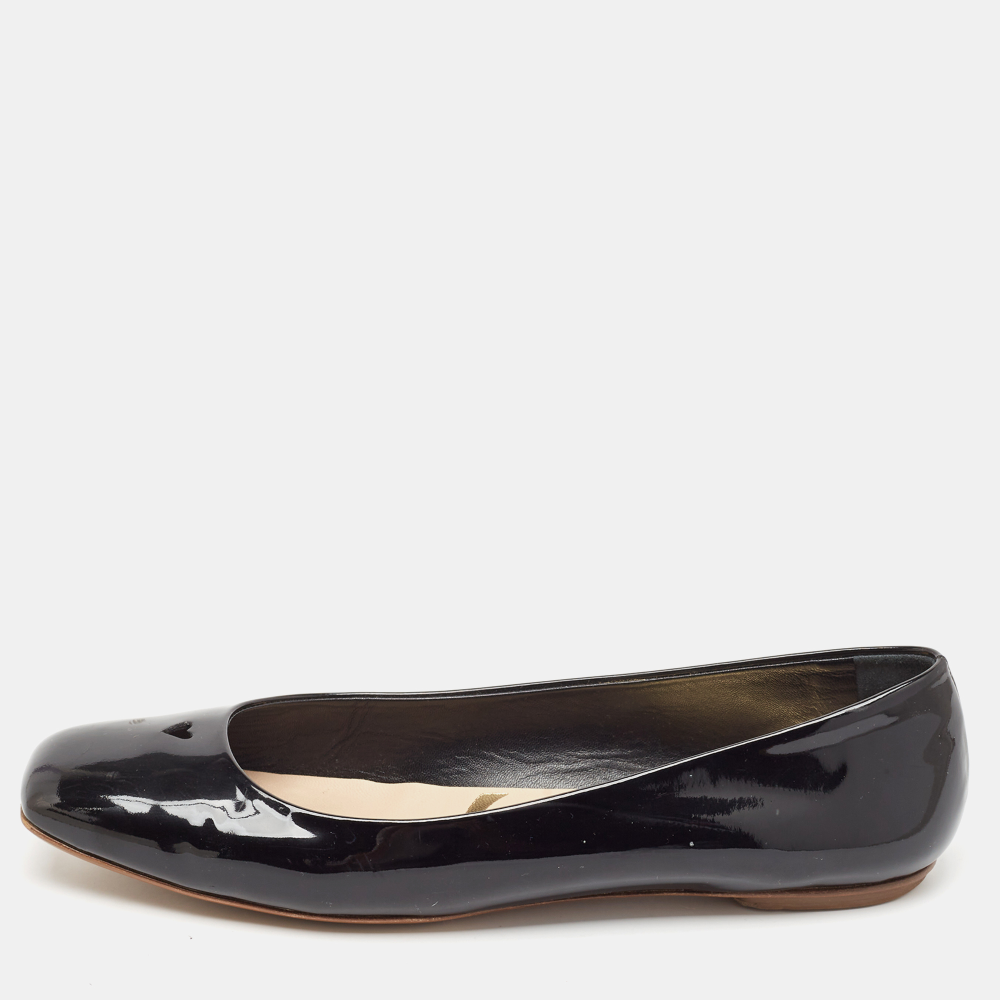 

Yves Saint Laurent Black Patent Leather Love Ballet Flats Size