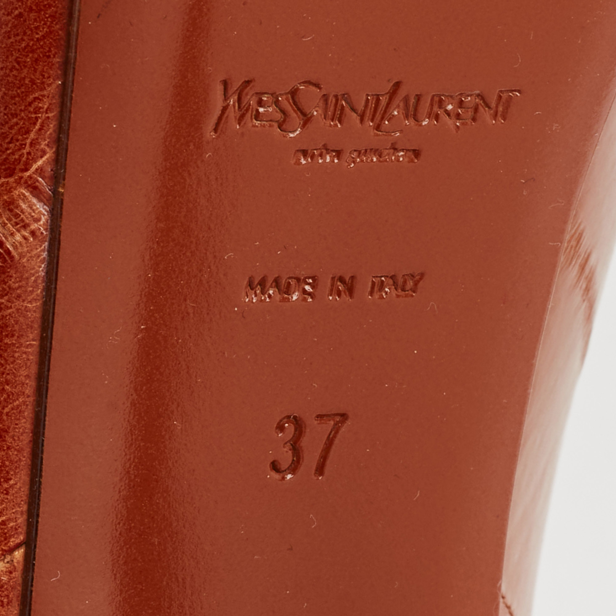Yves Saint Laurent Brown Leather Platform Pumps Size 37 