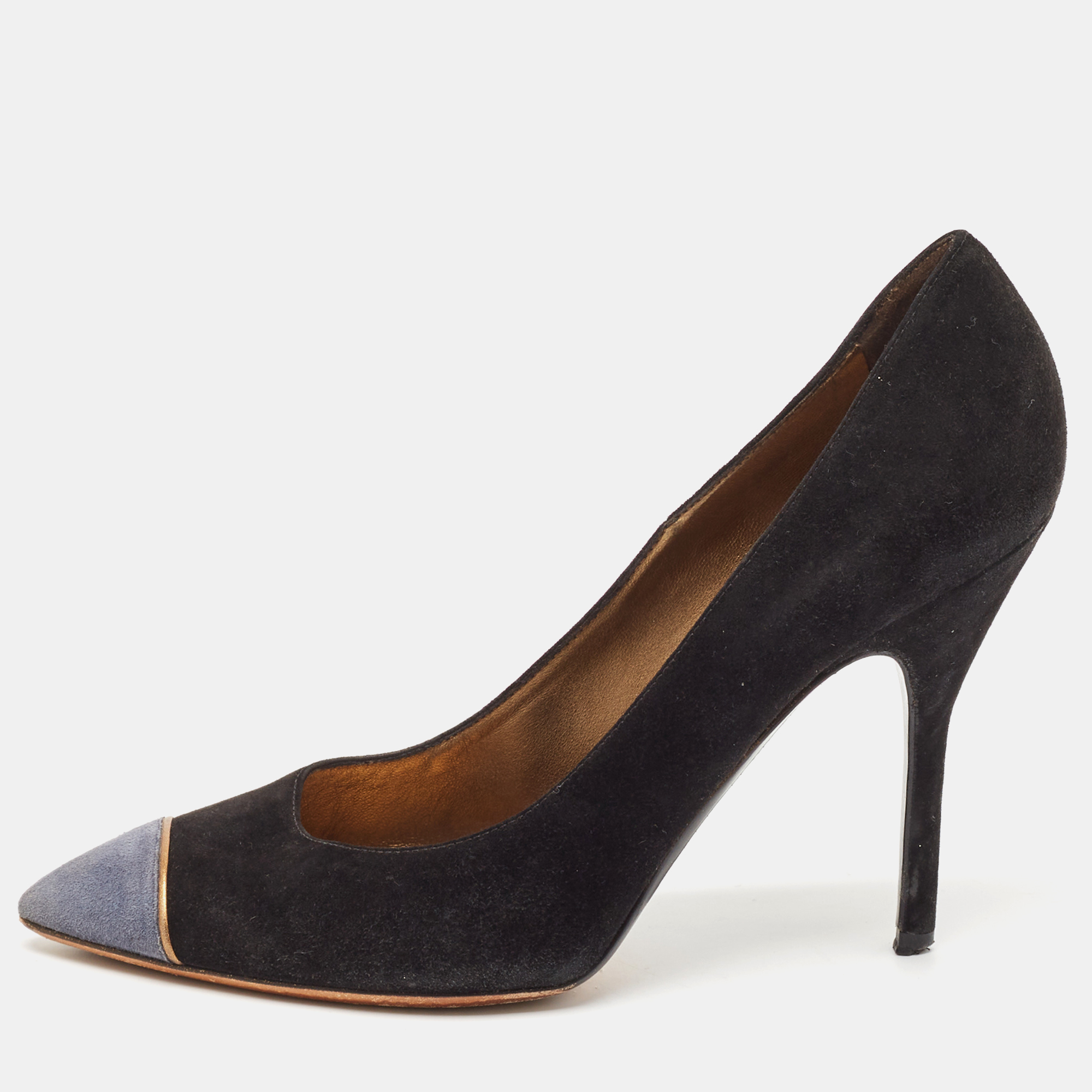 

Yves Saint Laurent Black Suede Cap Toe Pointed Toe Pumps Size