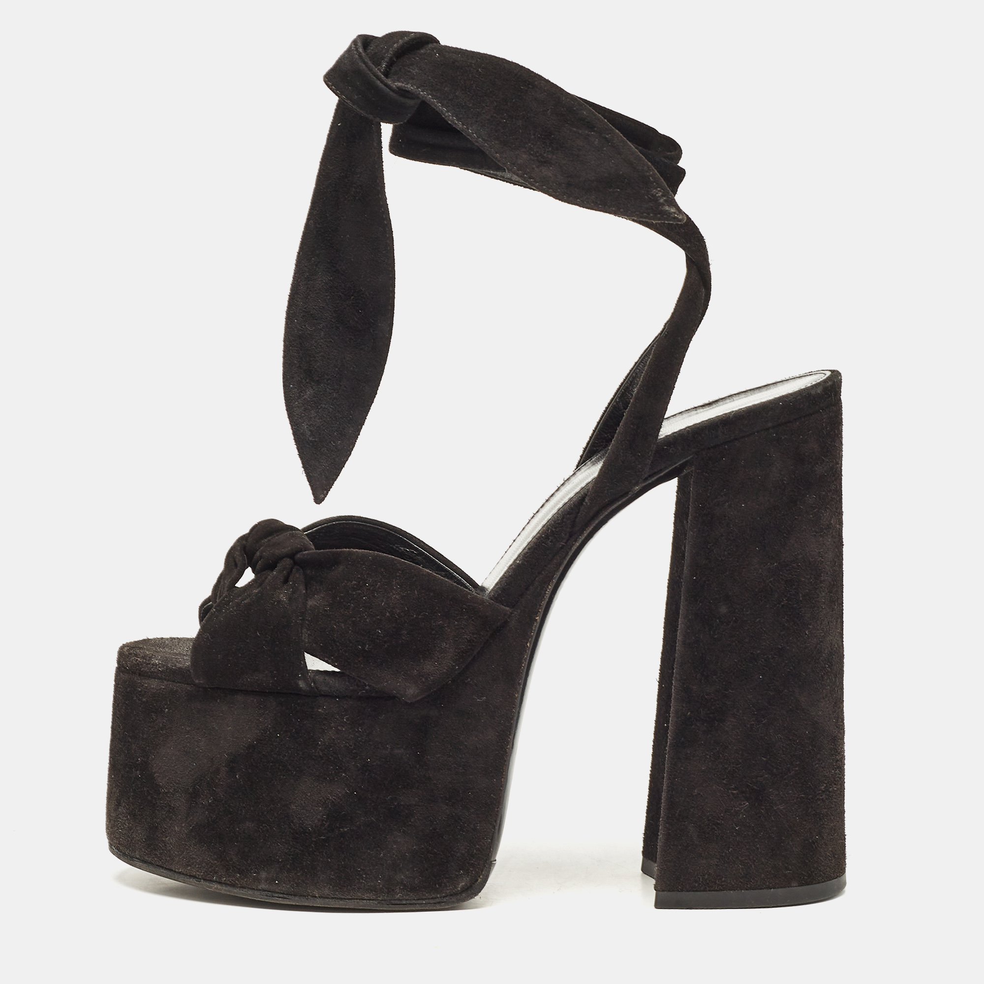 

Yves Saint Laurent Black Suede Ankle Strap Sandals Size