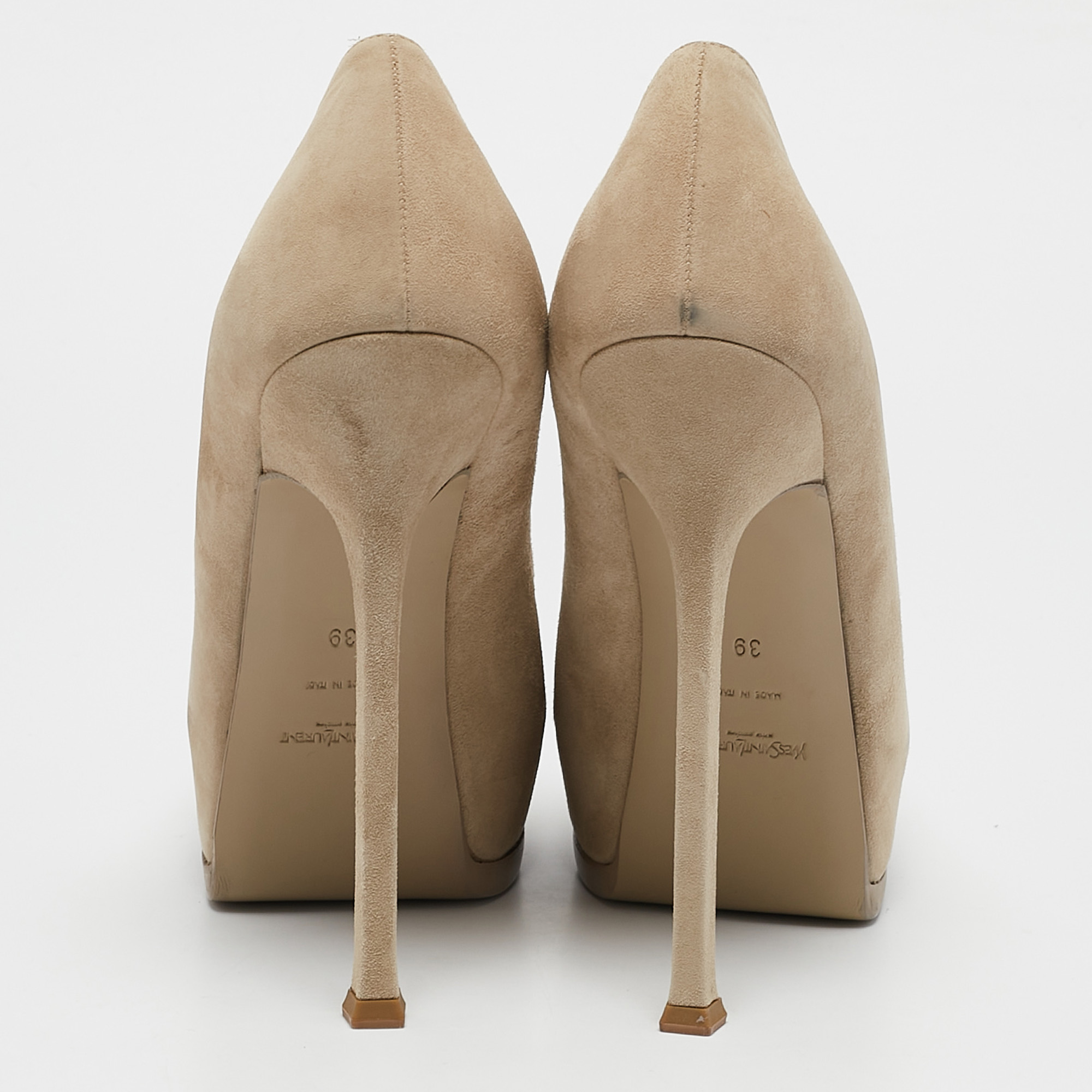 Yves Saint Laurent Beige Suede and Leather Tribtoo Pumps Size 39 