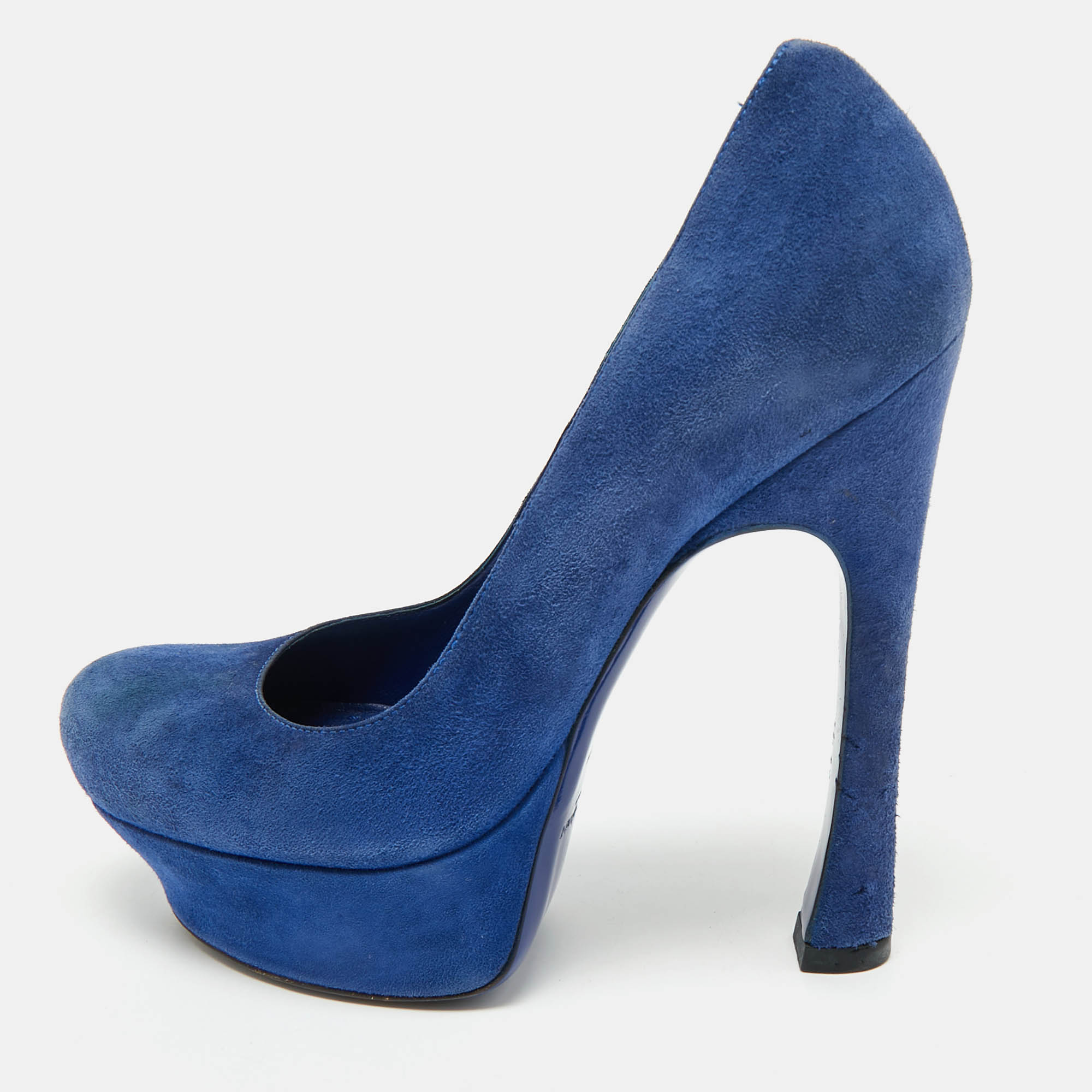 

Yves Saint Laurent Blue Suede Platform Pumps Size