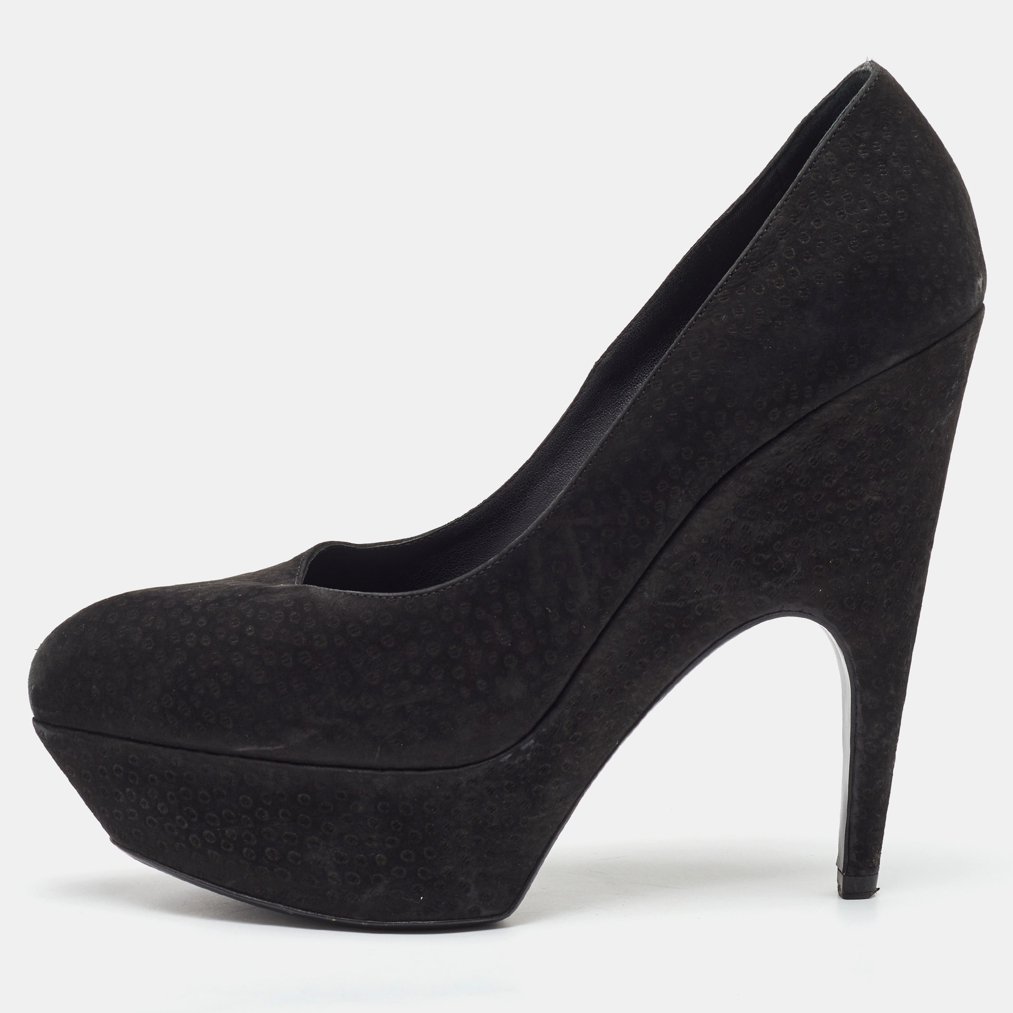 

Yves Saint Laurent Black Nubuck Leather Platform Pumps Size