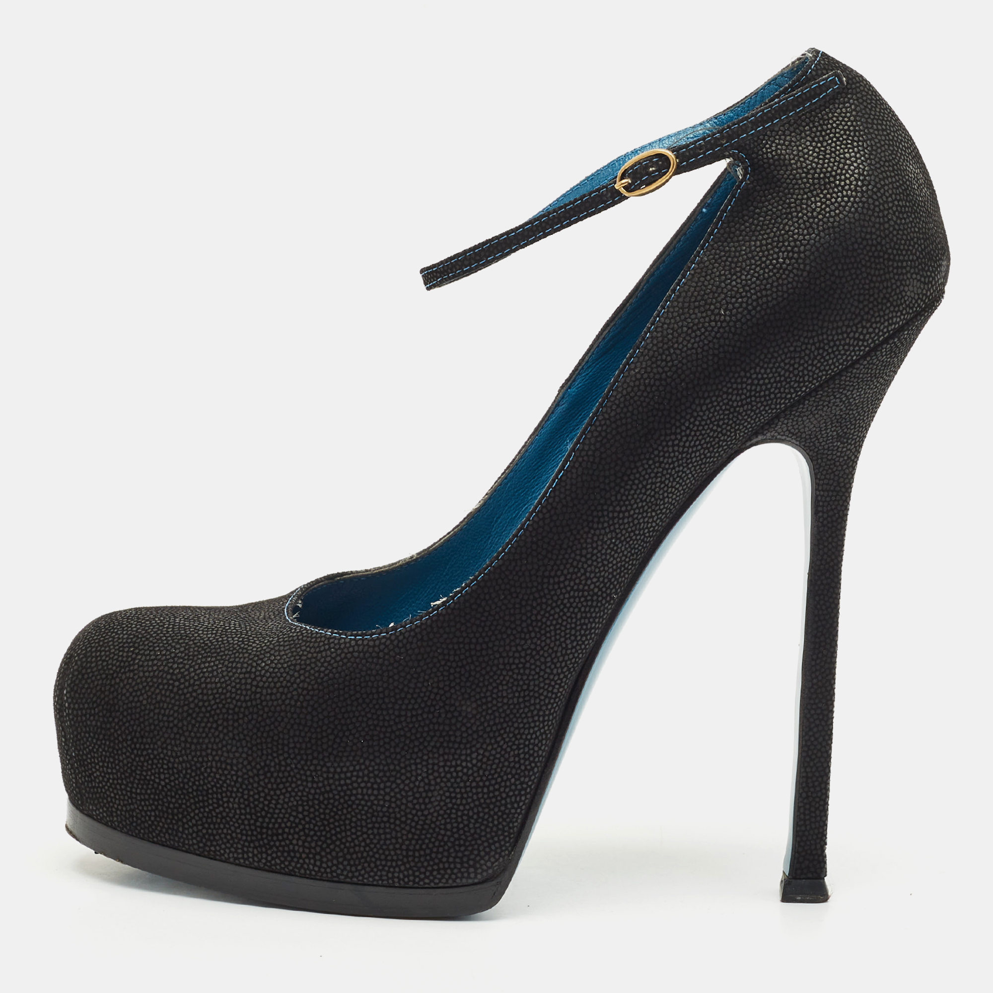 

Yves Saint Laurent Black Nubuck Leather Platform Pumps Size