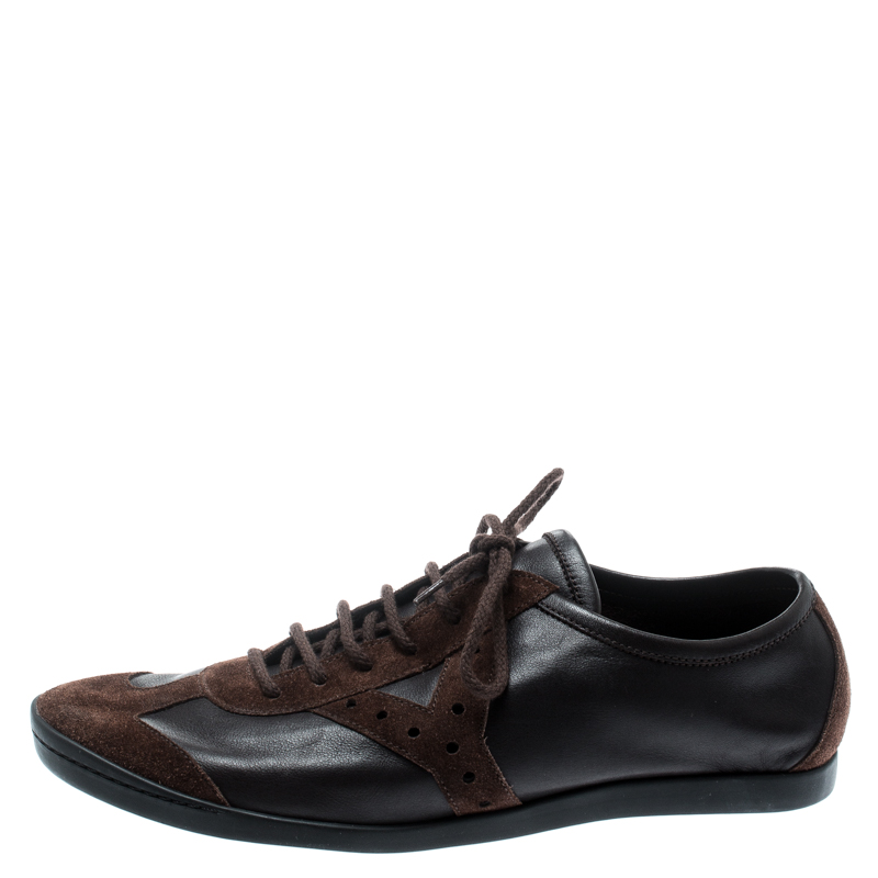 

Saint Laurent Paris Brown Suede And Leather Lace Up Sneakers Size