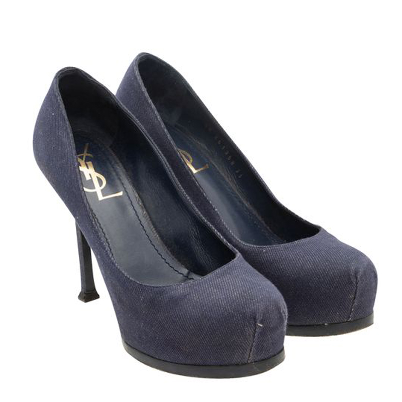 

Saint Laurent Blue Denim Platform Pumps Size