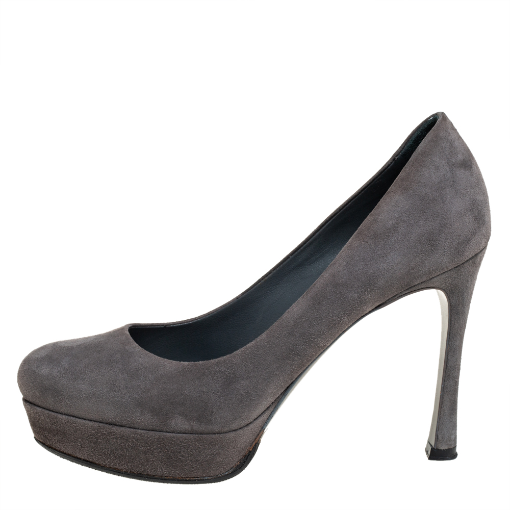 

Yves Saint Laurent Grey Suede Platform Pumps Size