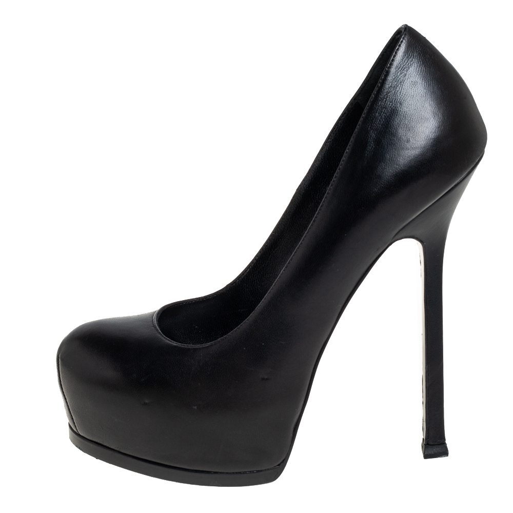 

Yves Saint Laurent Black Leather Tribtoo Platform Pumps Size