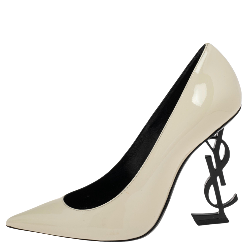 

Yves Saint Laurent Cream Patent Leather Pointed Toe Opyum Pumps Size
