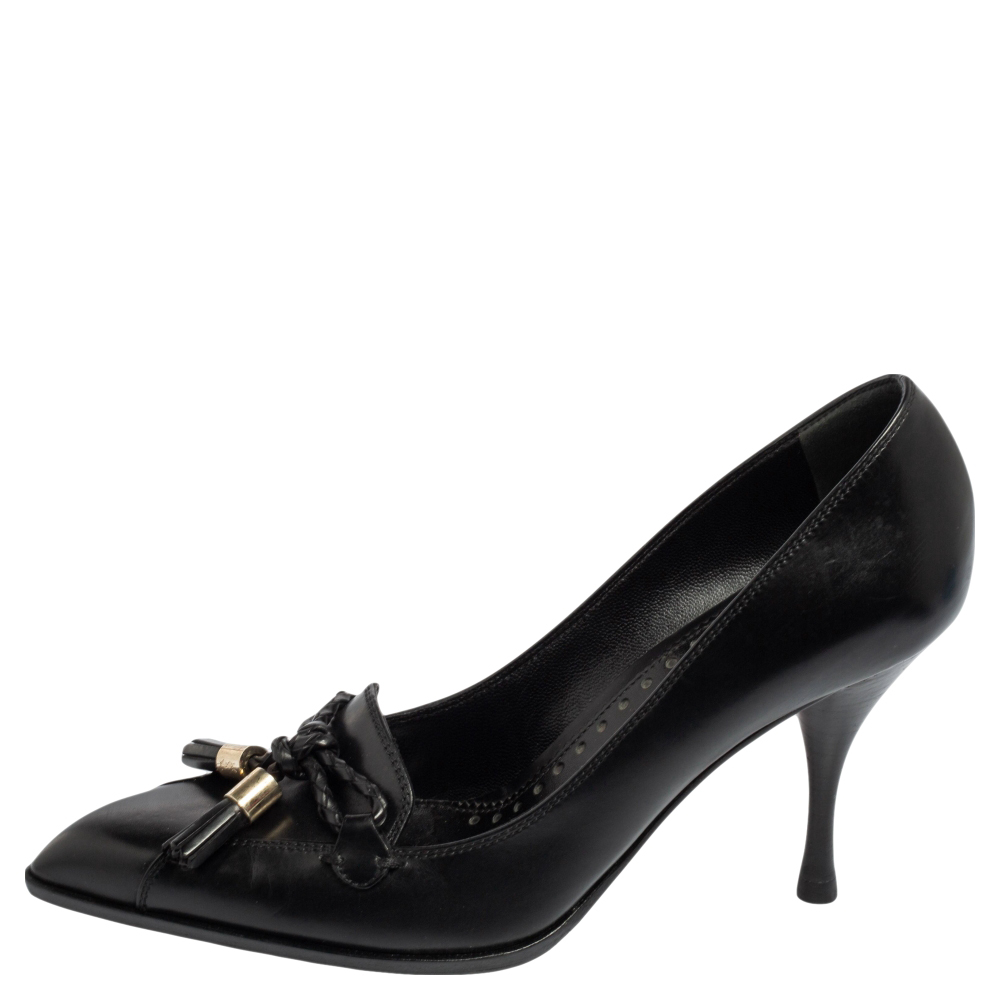 

Yves Saint Laurent Black Leather Loafer Pumps Size