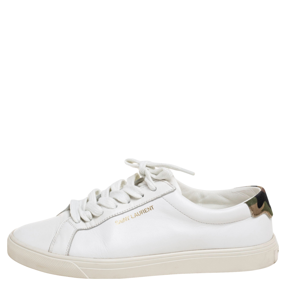 

Saint Laurent White Leather Andy Low-Top Sneakers Size