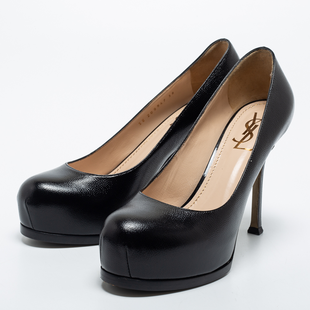 

Yves Saint Laurent Black Leather Tribtoo Pumps Size