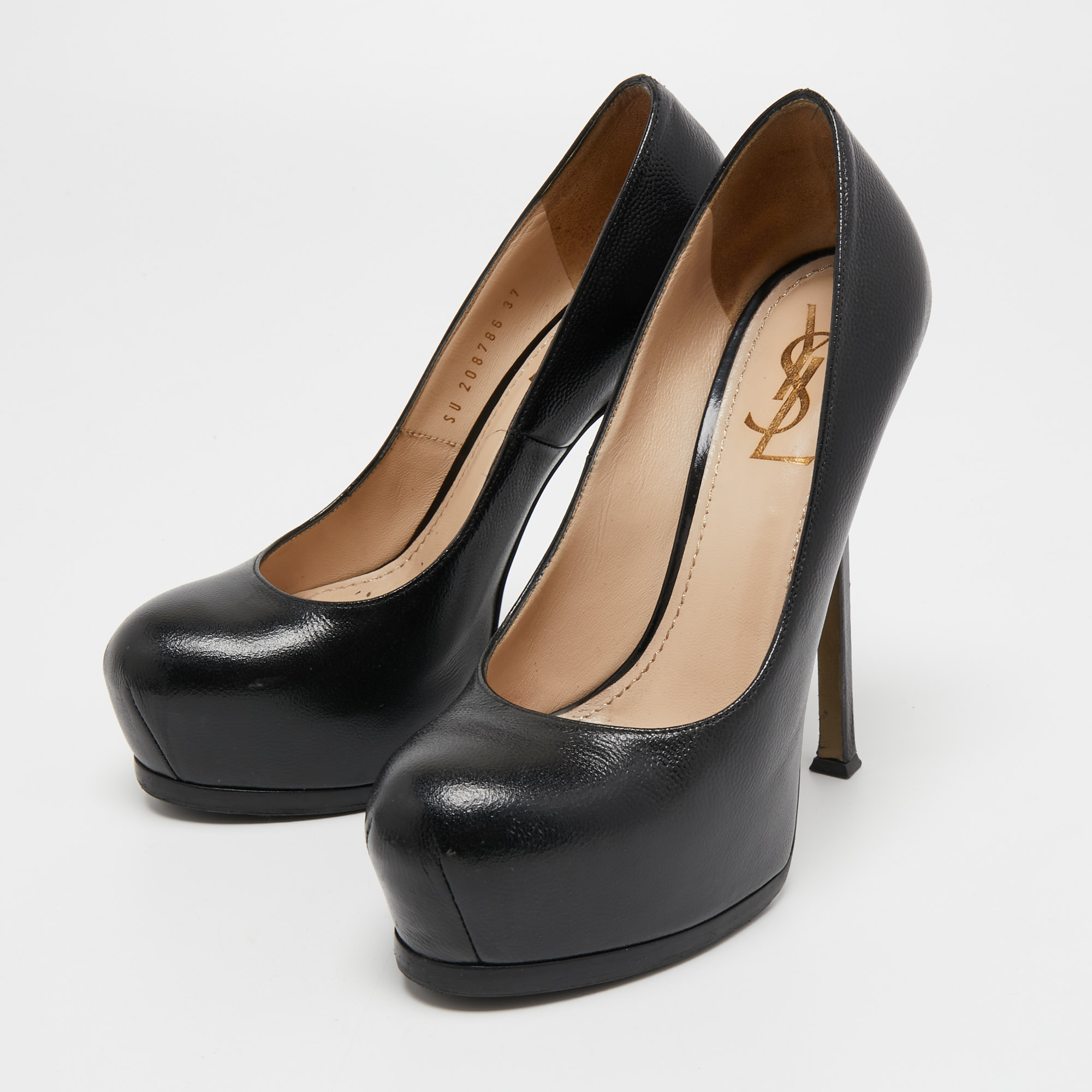 

Yves Saint Laurent Black Leather Tribtoo Platform Pumps Size
