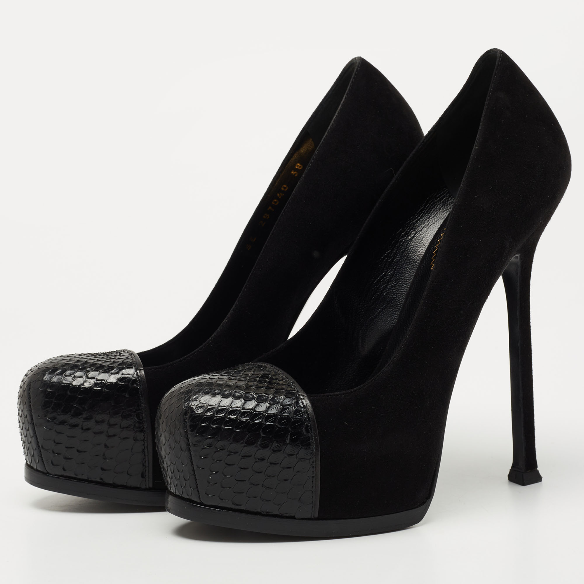 

Yves Saint Laurent Black Suede Tribtoo Pumps Size