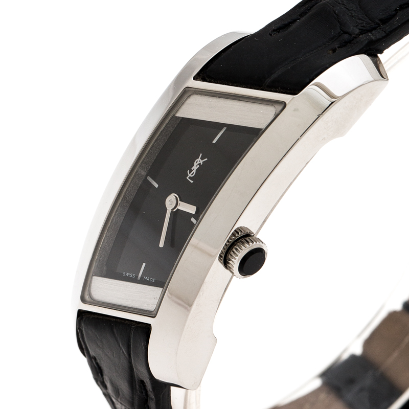 

Yves Saint Laurent White Stainless Steel Rive Gauche Women's Wristwatch, Black
