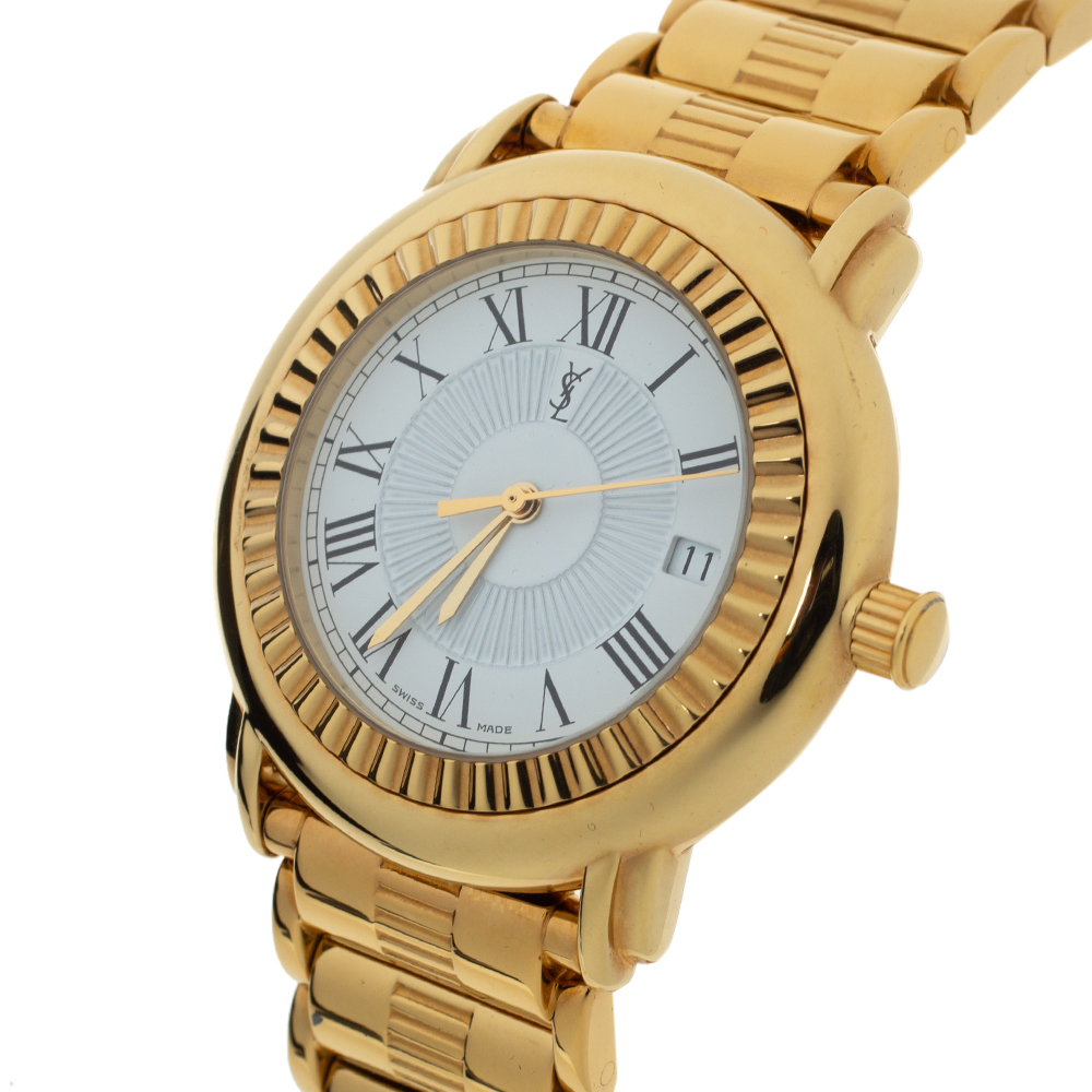 

Yves Saint Laurent White Yellow Gold Plated Herrenuhr