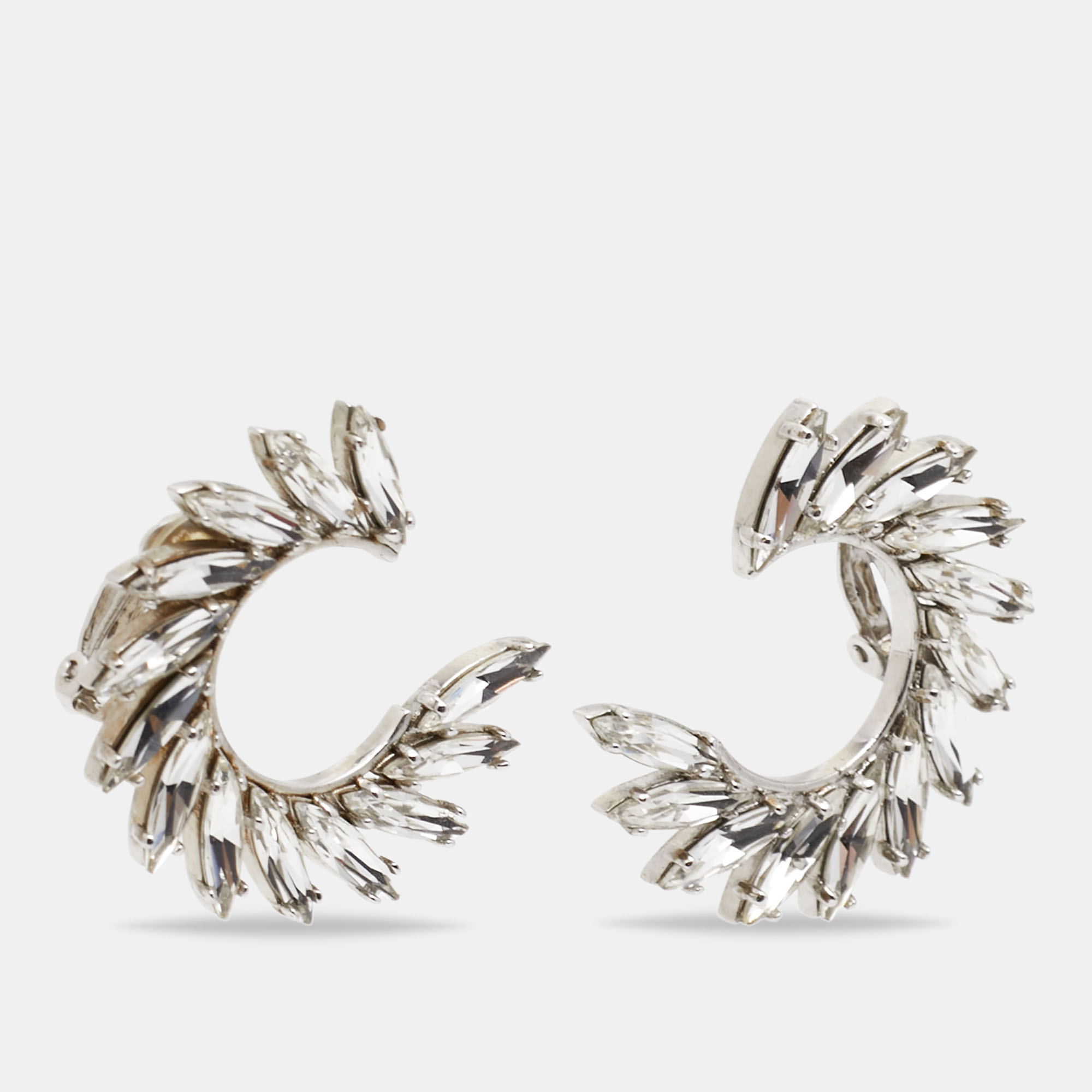 

Yves Saint Laurent Silver Tone Crystal Wreath Circle Clip-On Earrings