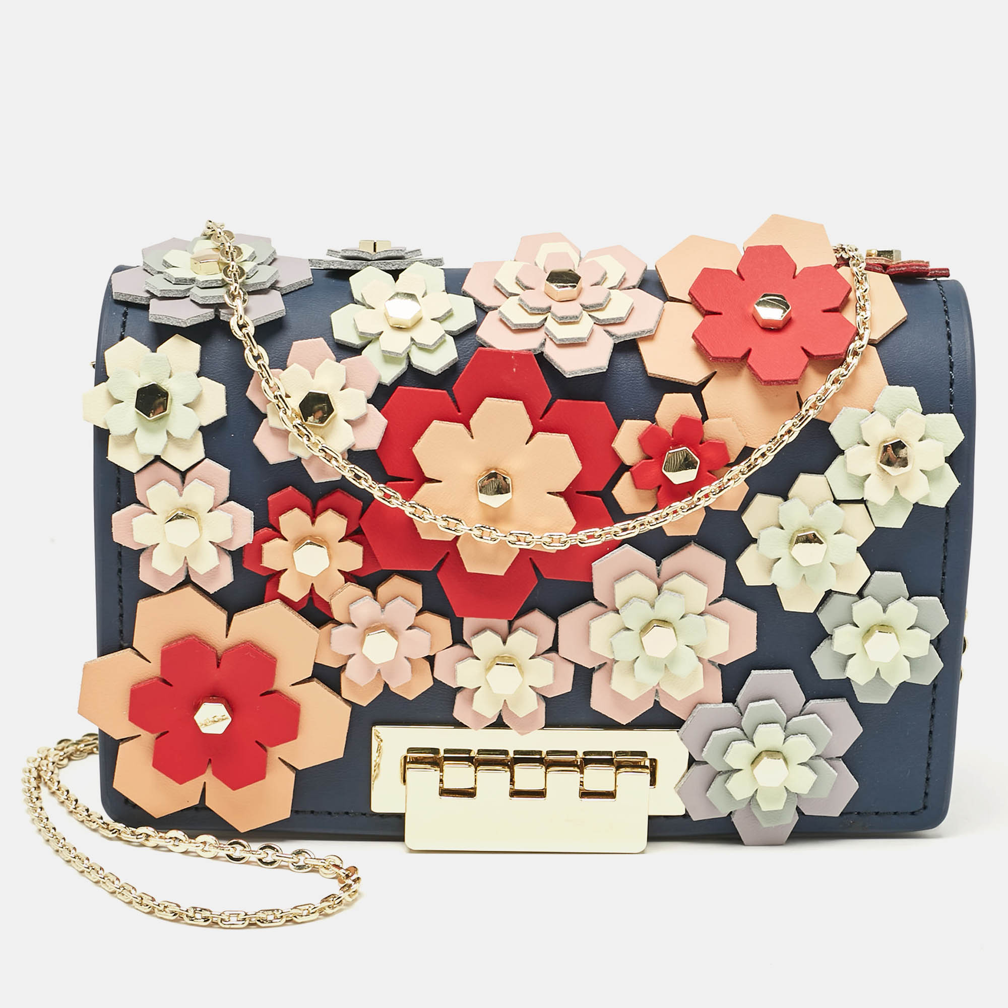 

Zac Posen Multicolor Leather Floral Applique Eartha Chain Clutch