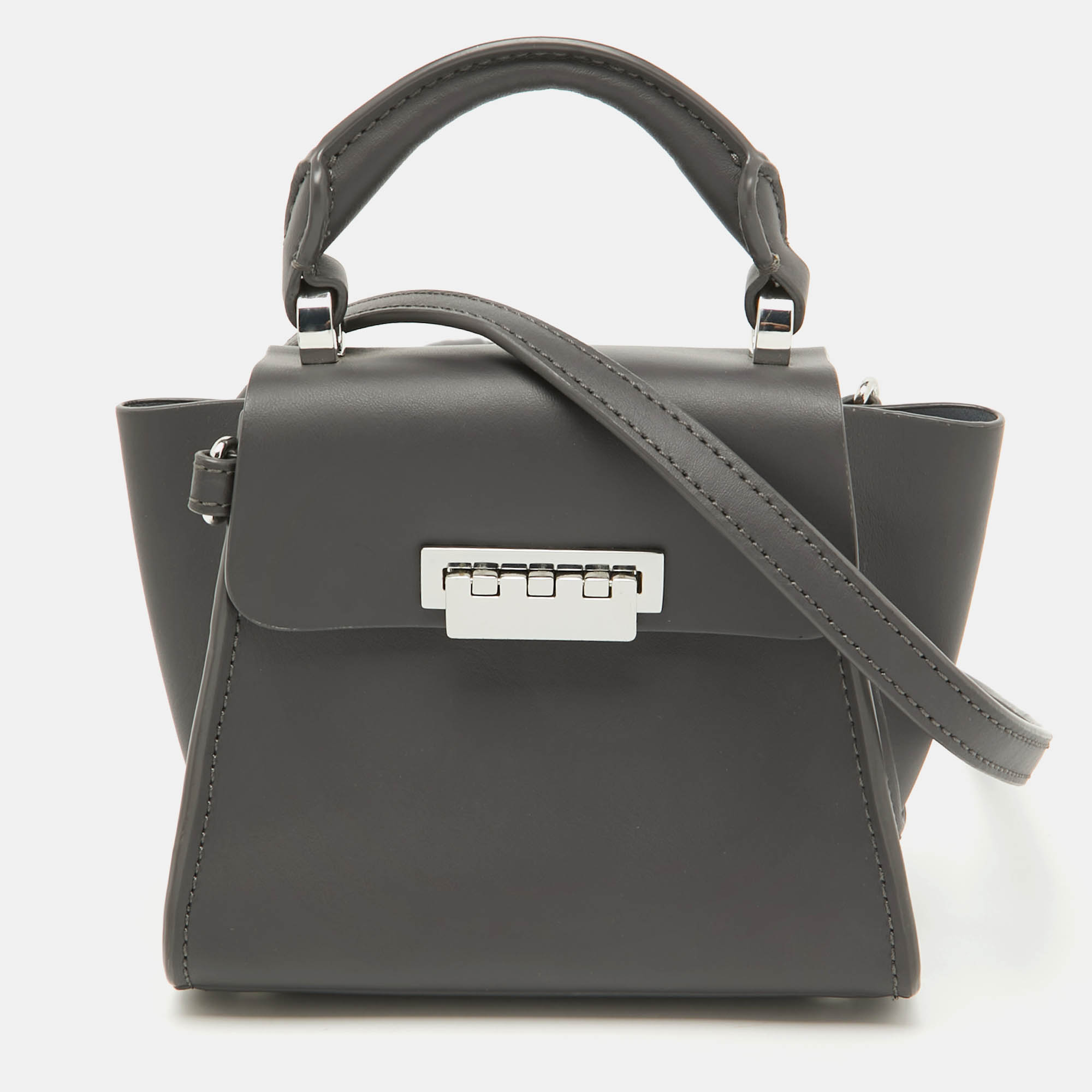 

Zac Posen Dark Grey Leather Mini Eartha Top Handle Bag