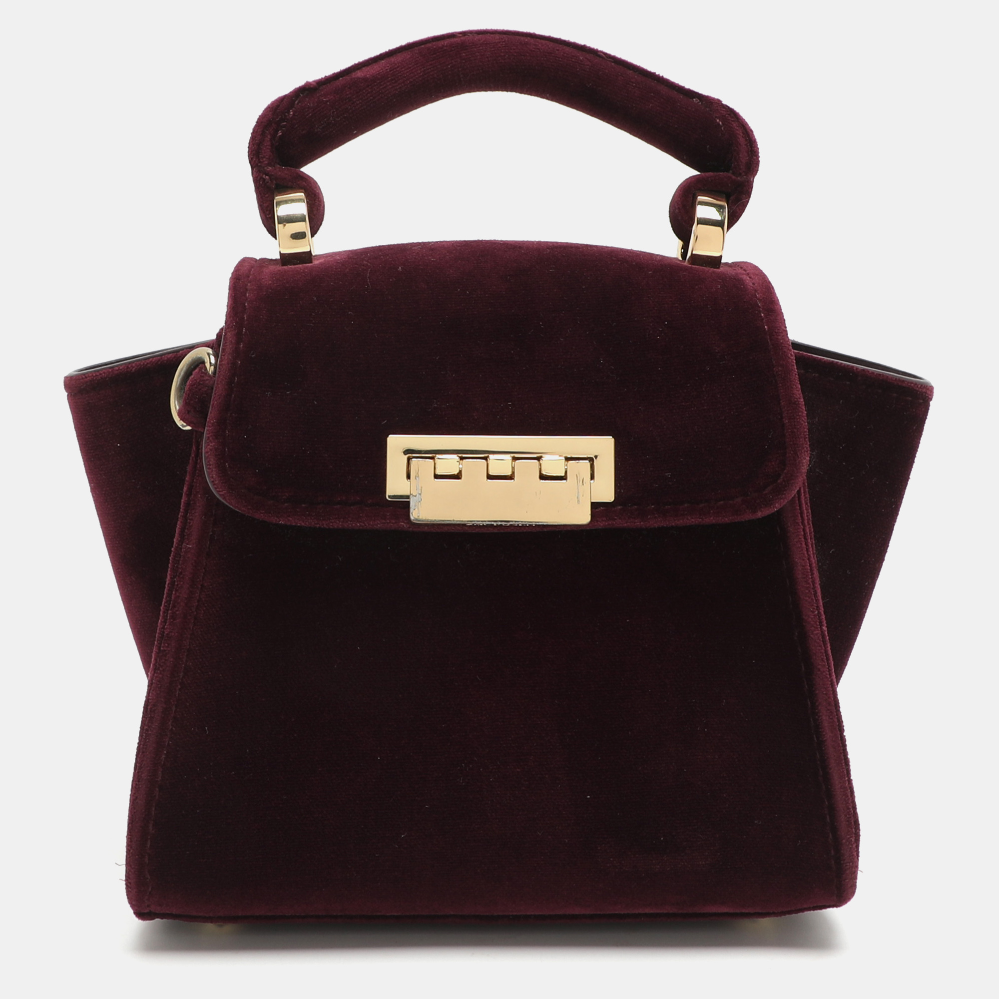 

Zac Posen Eartha Mini Burgundy Velvet Top Handle Bag
