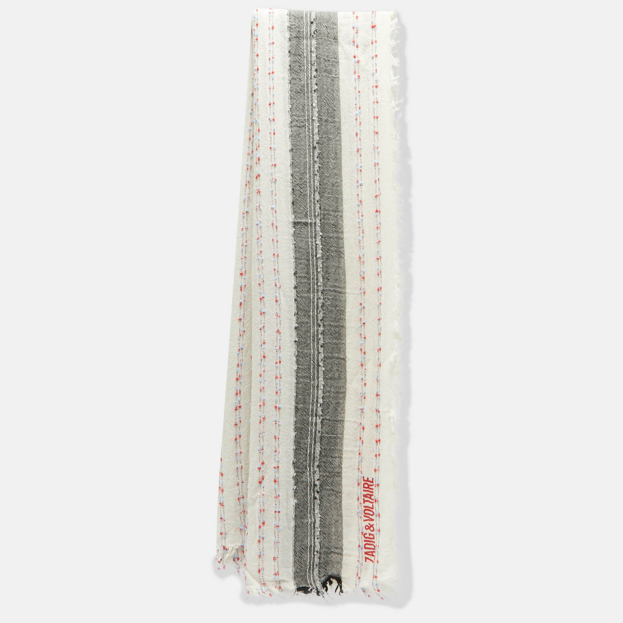 

Zadig & Voltaire White Wool Blend Tanael Beads Scarf