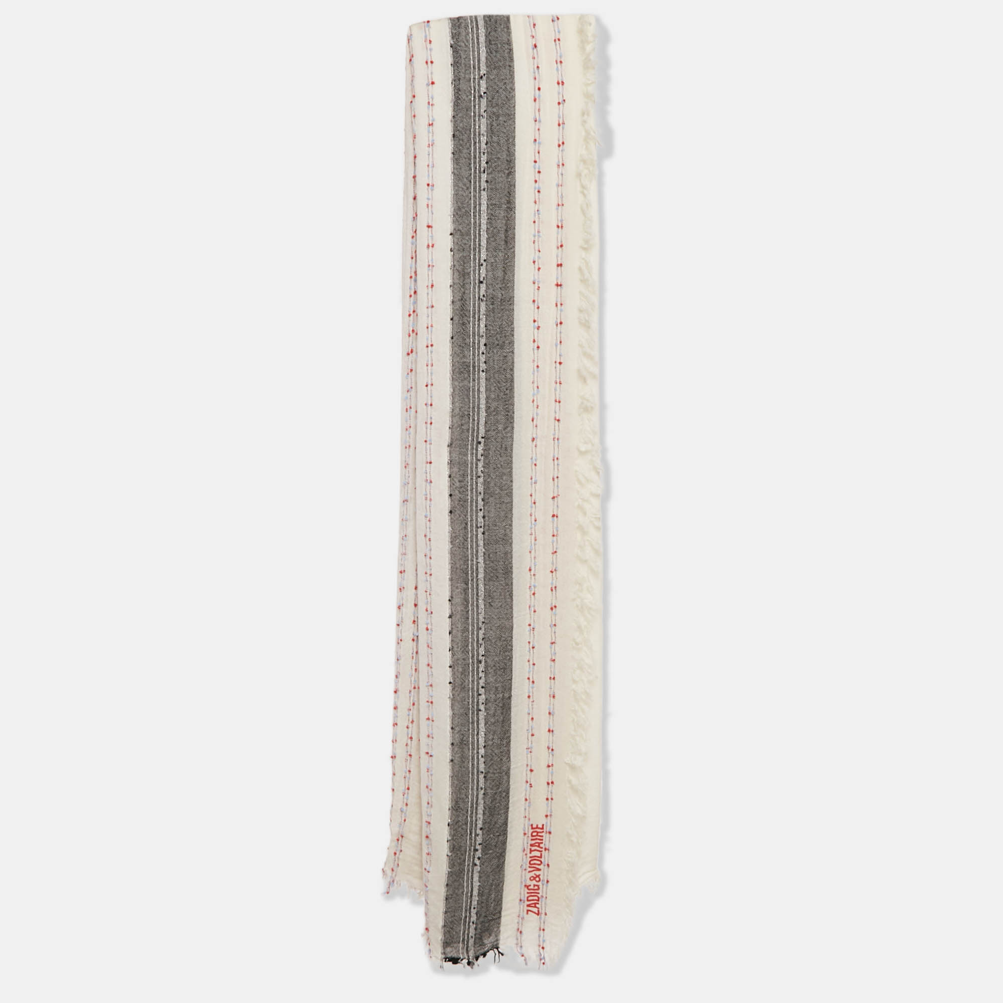 

Zadig & Voltaire Off White Wool Blend Tanael Beads Scarf