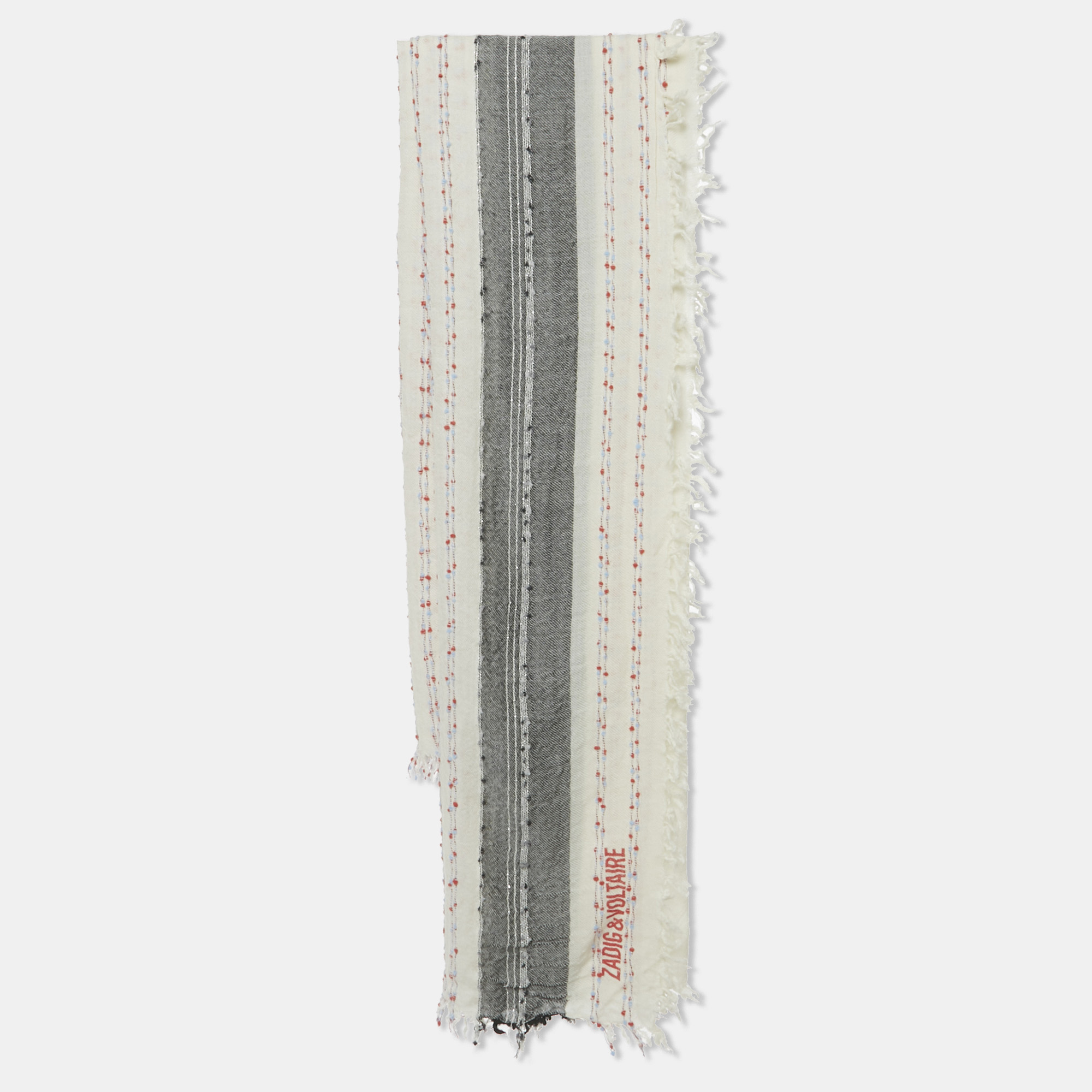 

Zadig & Voltaire White Wool Blend Tanael Beads Scarf