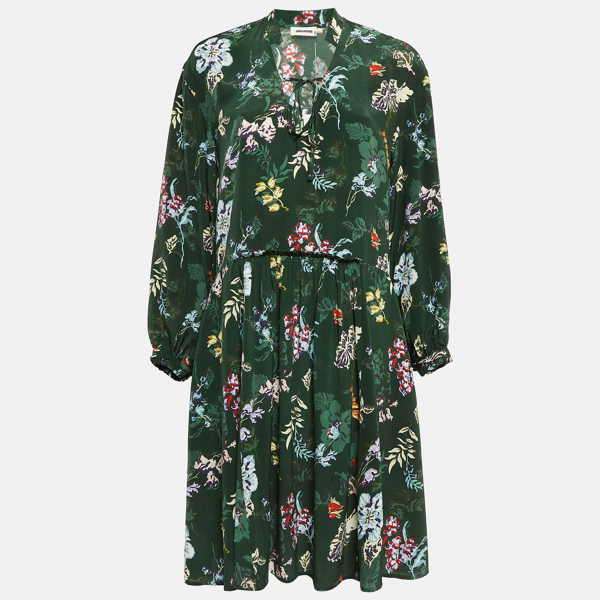 

Zadig & Voltaire Green Resist Print Silk Season Dress S