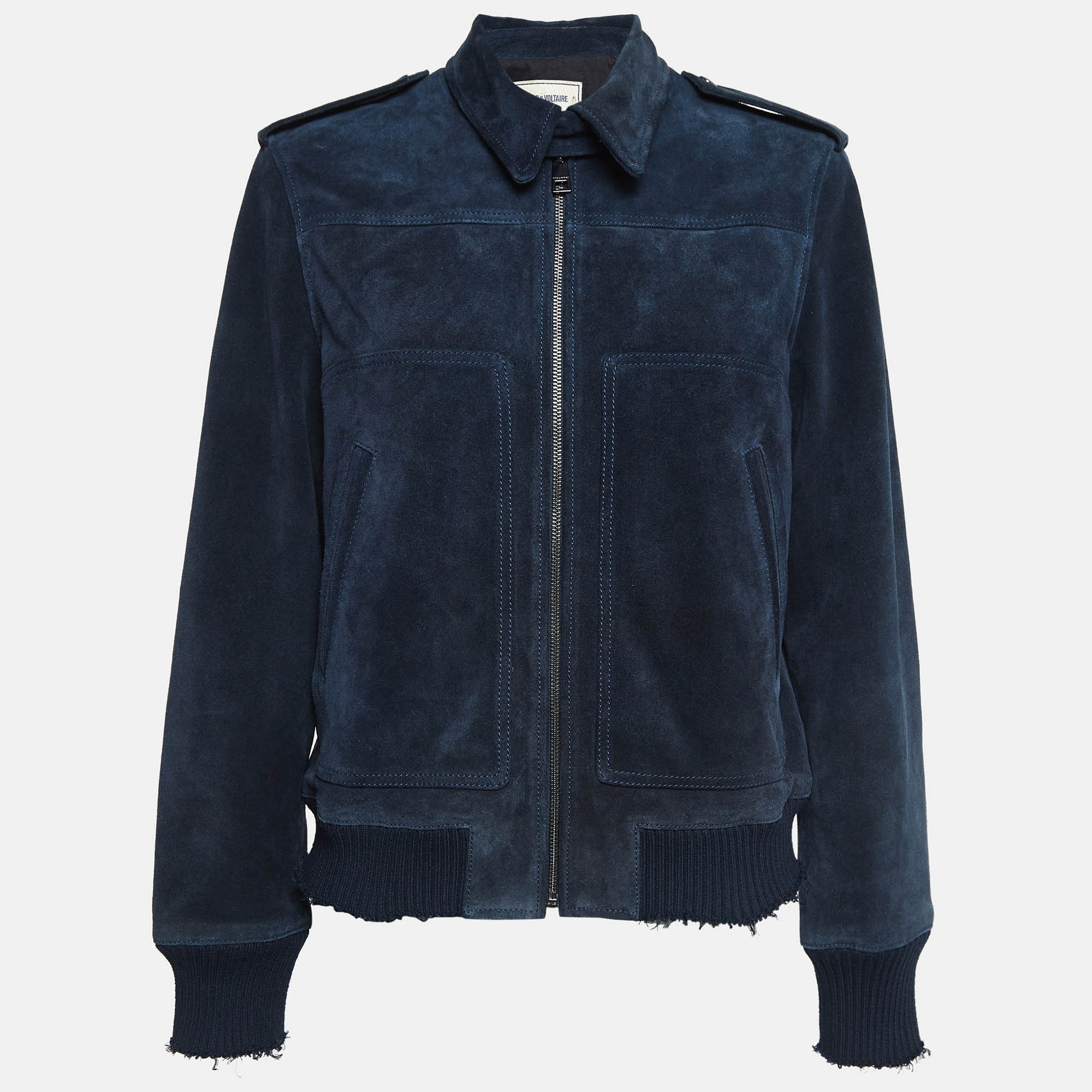 

Zadig & Voltaire Navy Blue Suede Zip Front Leonna Jacket M